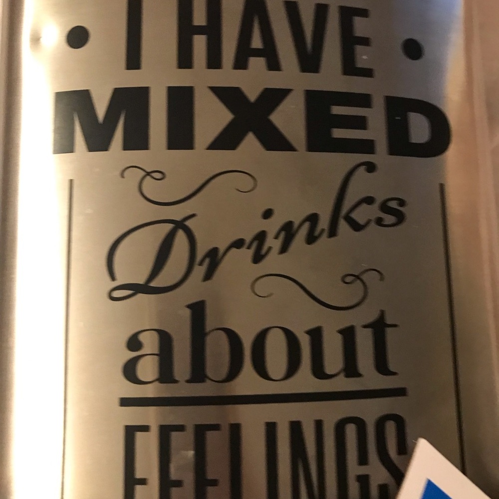 Stainless Steel Tumbler with 'I Have Mixed Drinks About Feelings' Text - Silver